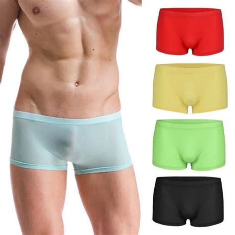 SEXY MEN S SEE THROUGH Boxer Briefs Sheer Mesh Pouch Underwear Panties Lingerie EUR 9 30
