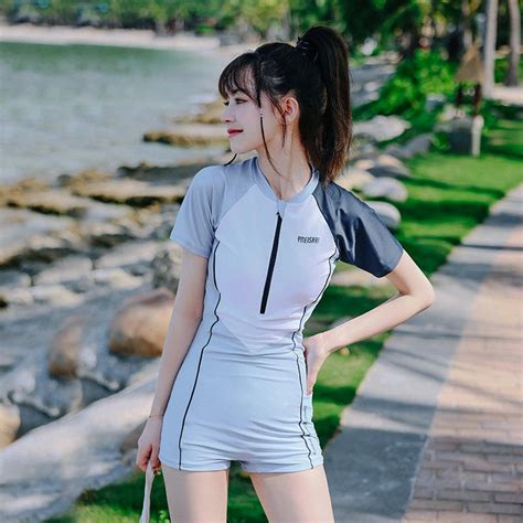 Bikini Set Women S One Piece Long Sleeve Sports Swimwear Korean Fashion Sexy Beach Swimsuit