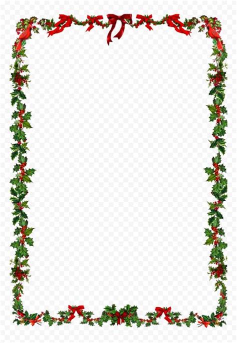 Christmas Garland Frame Png Image With Holly Leaves And Red Bows