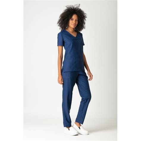 Pijama Cirurgico Feminino Bolsos Azul