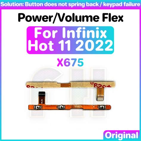 Power Volume Button Flex For Infinix Hot X Switch On Off Key Mute Button Ribbon Flex