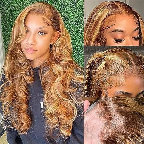 Amazon 20 Inch Honey Blonde Lace Front Wig Human Hair 13x4 Ombre Lace Front Wig Human Hair