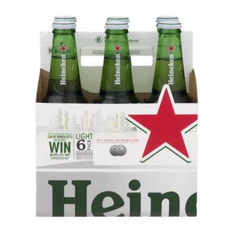 Heineken Light Lager Beer 6 Pack 12 Fl Oz Bottles 6 Bottles 12 Fl