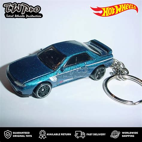 Gantungan Hot Wheels Keychain Nissan Skyline Gt R Bnr Yokohama R Blue Blue Keyring