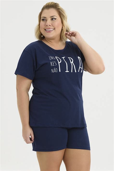 Pijama Verão Feminino Plus Size De Algodão Inspira