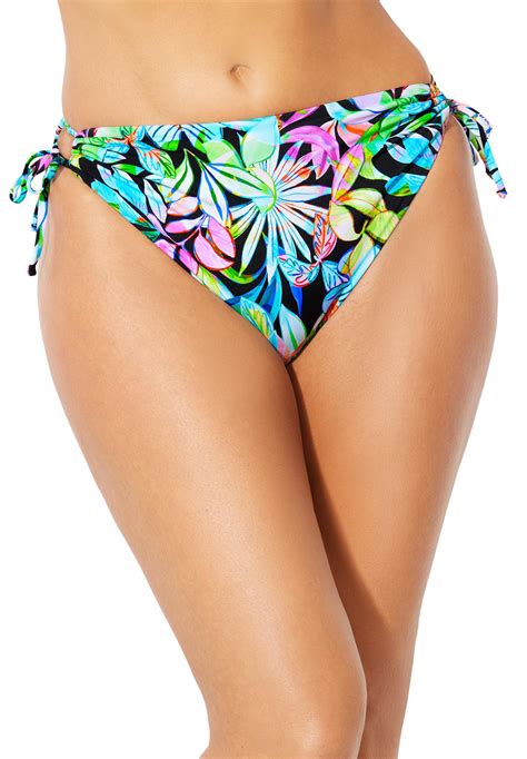 Swimsuits For All Women S Plus Size Innovator Adjustable Side Tie Bikini Bottom Blue Green