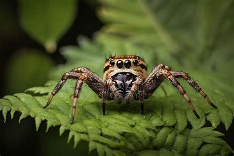 Default Spider On A Fern Premium Ai Generated Image
