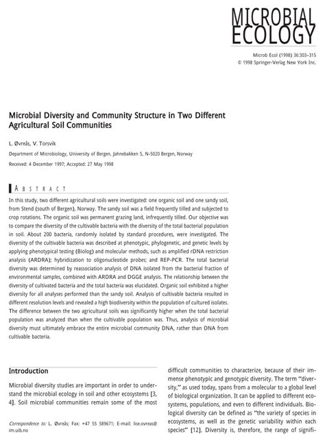 (PDF) Microbial Diversity and Community Structure in Two Different ... 
