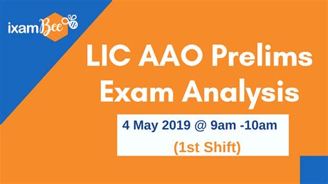 LIC AAO Prelims May 4 2019 Shift 1 Exam Analysis Ixambee