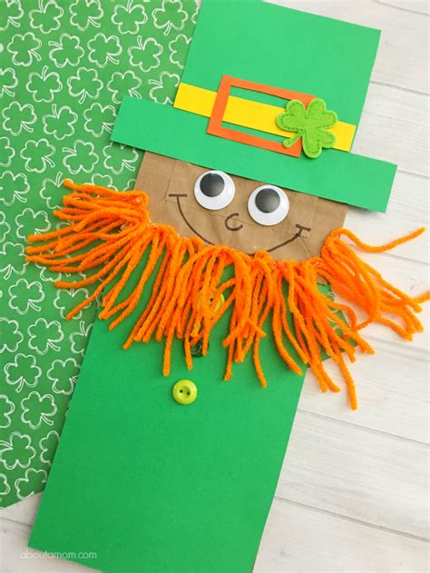 Leprechaun Paper Bag Puppet Kid Craft - About a Mom