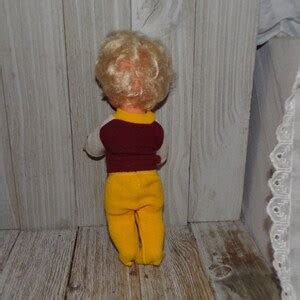 Vtg Small Blonde Haired Doll Vtg Doll Vtg Plastic Doll Yellow Brown Dress Vintage Toys Toys