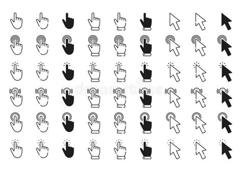 Pictogrammen Voor Hand En Cursor Klik Op Vinger Curseurpijlpictogram