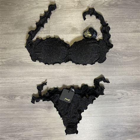 Bikini Effek A Fascia Nero Glitter Emblema Store Abbigliamento Bikini Costumi A Fascia