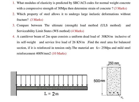 Solved 1 What Modulus Of Elasticity Is Predicted By Sbc Aci