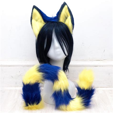 Ship After 0520 Egyptian Ankha Cat Ears And Tail Yellow And Blue