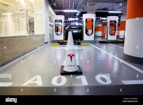 Interior View Of The World S Largest Supercharger Station Of Tesla Inside An Underground Parking