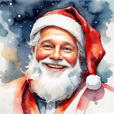 Premium Ai Image Santa Clause Smiling Watercolor Painting Illustration