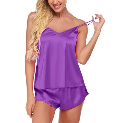 Ensemble de lingerie Sexy en Satin pour femmes sous vêtements grande taille pyjama Cami