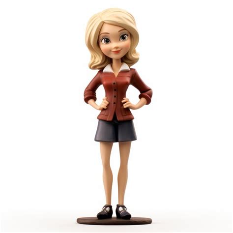 Premium Photo Realistic Blonde Woman Figurine With Charming Characters