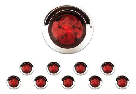 10 Plafones 2 Leds Rojos Tipo Botón Con Pestaña Tunelight Envío gratis