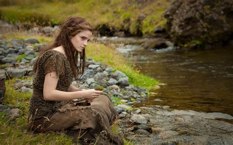 Emma Watson Women Actress Women Outdoors Nature Brunette River Noah Movie HD Wallpapers