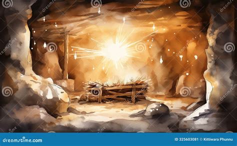 Nativity Manger Baby Jesus Wise Kings With Lamb And Donkey Cartoon