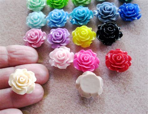 Drilled Resin Ruffled Rose Flower Beads Choose Your Color Mix Etsy