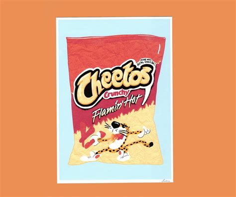 A Art Print Cheetos Flamin Hot Junk Food Packaging Illustration Etsy