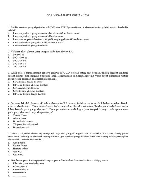 Latihan Soal Radiologi Pdf