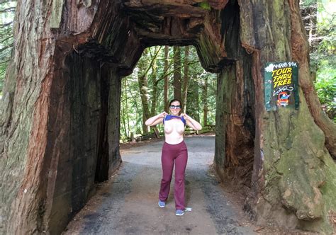 Flashed My Tits Inside Of A Redwood Tree Before Driving Through It