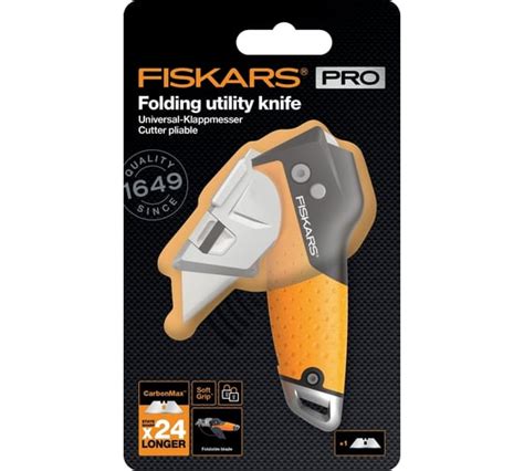 Строительный складной нож со сменным лезвием Fiskars CarbonMax 1027224 ...
