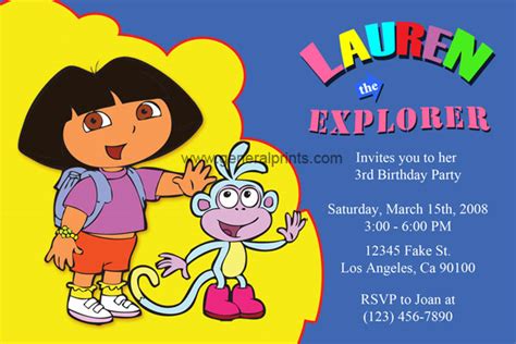 Dora The Explorer Birthday Invitations General Prints