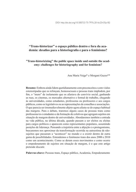 PDF Trans historizar o espaço público dentro e fora da academia