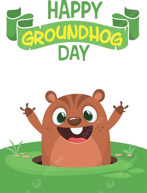 Joyful Groundhog Cartoon Celebrating Groundhog Day With Vector ...