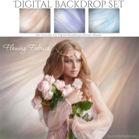 Digital Backdrop Set Flowing Fabrics Ashedesign