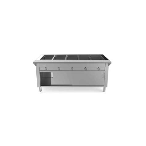 Prepline GSTC74 5S 4 Five Pan Sealed Well Gas Hot Food Steam Table With Enclosed Base And
