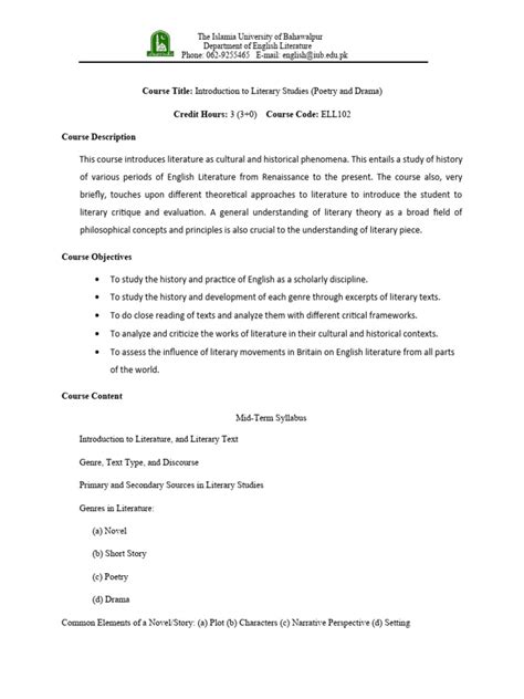 Ell406 Postcolonial Literature Pdf Genre Literary Criticism