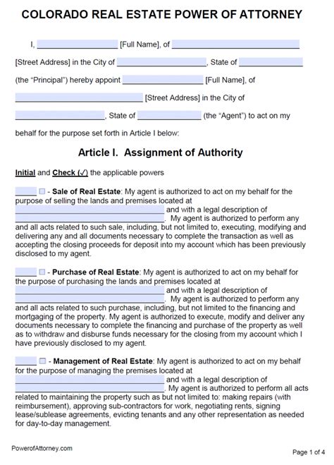 Free Colorado Power Of Attorney Forms Pdf Templates