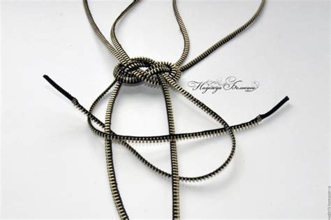 Стильный браслет из железной молнии с узлом "Жозефина"