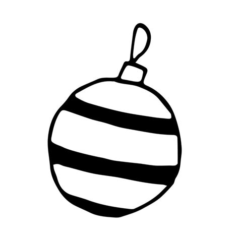 Black And White Striped Christmas Ball Doodle Clipart Vector