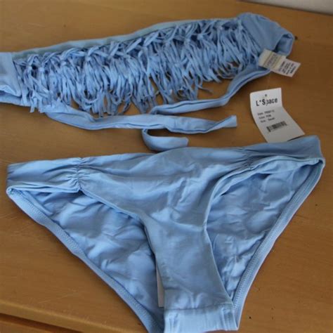 L Space Swim Nwt L Space Bikini Set Bandeau Fringe Strapless Bra Poshmark