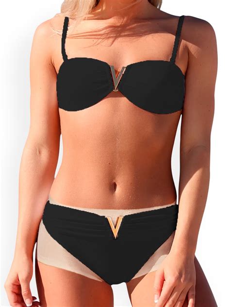 Buy VAGHBHATT Women V Shaped Elegant Metal Buckle Pcs Swim Bikini Set Swimwear For Women
