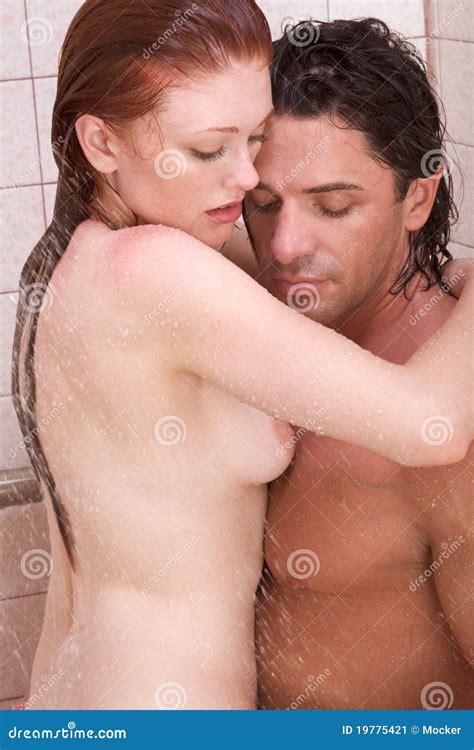Naked Man And Woman In Love Are Kissing In Shower Stock Image Image Of Heterosexual Feelings