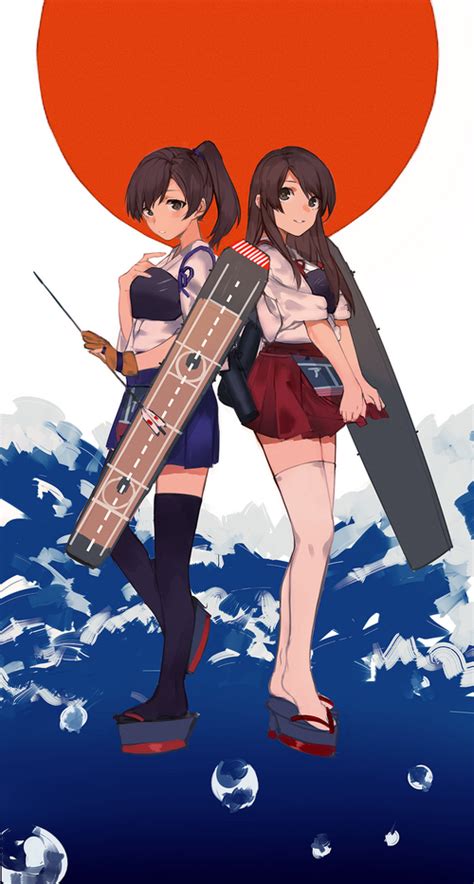 Anime Girls Kaga Fan Art Brunette Kantai Collection Japanese