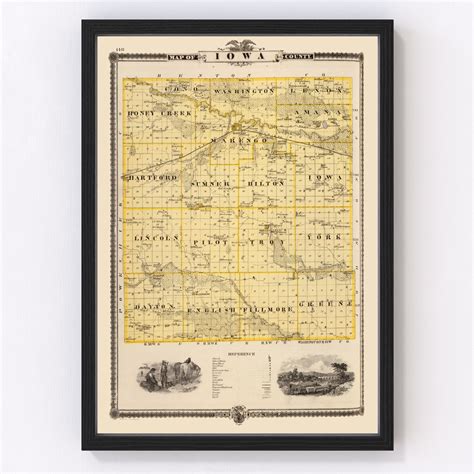Vintage Map Of Iowa County Iowa 1875 By Teds Vintage Art