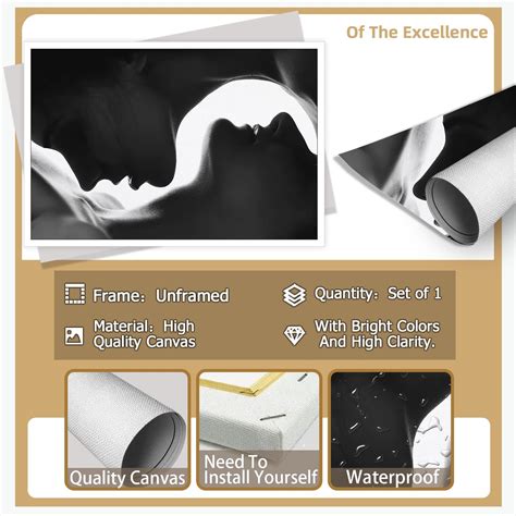 YAXZLWR Sexy Womans Nude Girl Wall Art Painting Black White Nude Woman Sexy Kiss Poster Abstract