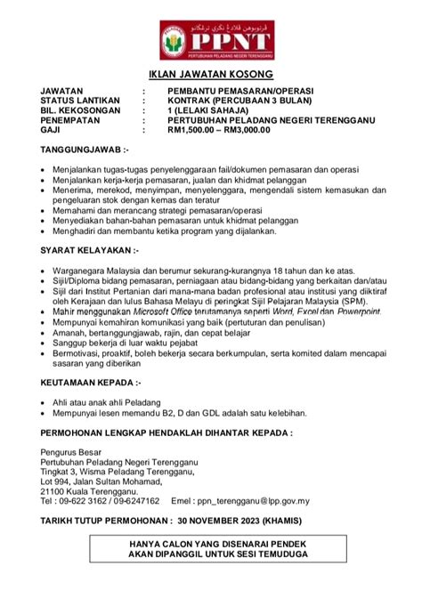 Iklan Jawatan Pertubuhan Peladang Negeri Terengganu Jobs Hub