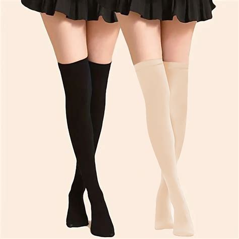 Meia Feminina 7 8 Cores Nude Ou Preta Sexy Longa Acima Do Joelho Shopee Brasil