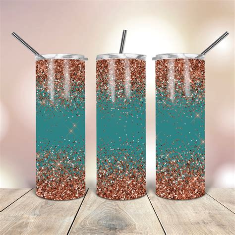 20 Oz Skinny Tumbler Green And Glitter Wrap Tapered Straight Etsy