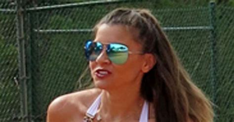 Imogen Thomas Cleavage Bulges From Tiny Bikini During Sizzling Tennis Match Daily Star